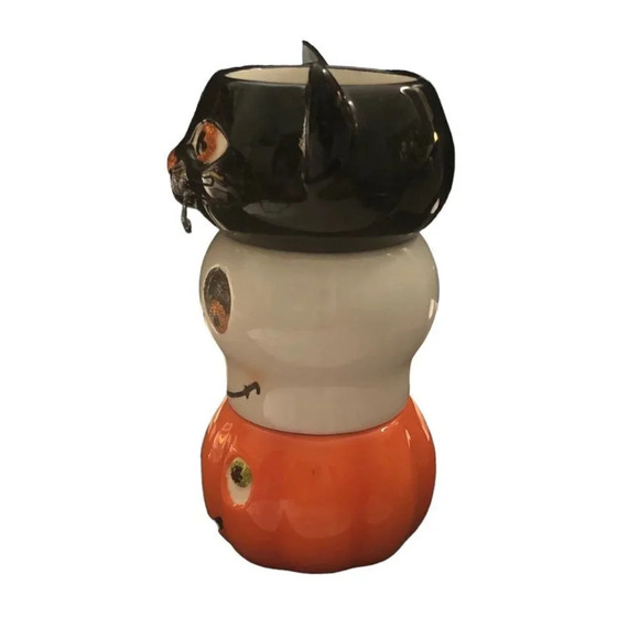 HALLMARK Stackable Halloween Set Votive Candle Holder Skeleton Black Cat Pumpkin - Picture 2 of 9